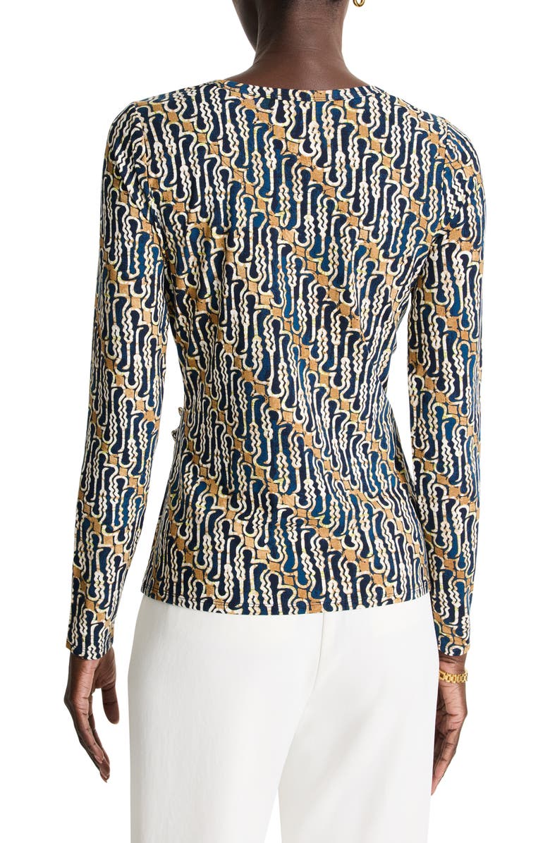 NIC+ZOE Batik Print Drape Jersey Top, Alternate, color, Neutral Multi