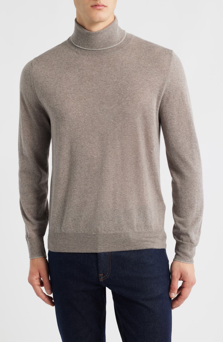 Canali Turtleneck Wool Sweater, Main, color, Beige
