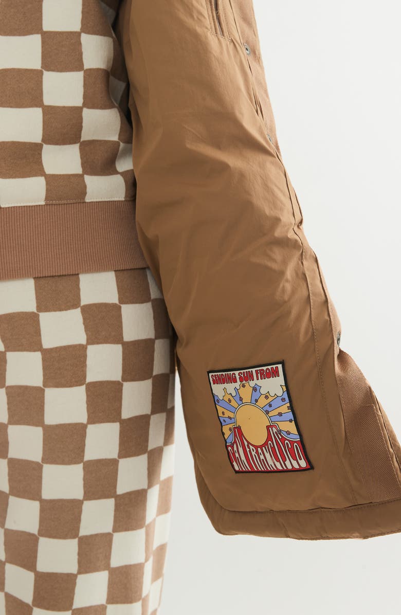 Marine Layer Collarless Quilted Coat, Alternate, color, Caramel