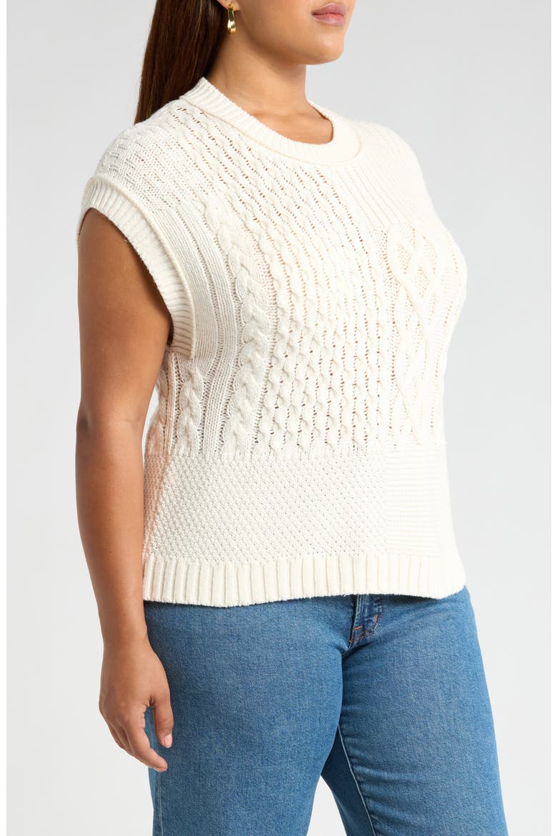 Patchwork Sweater Vest, Alternate, color, ANTIQUE CREAM