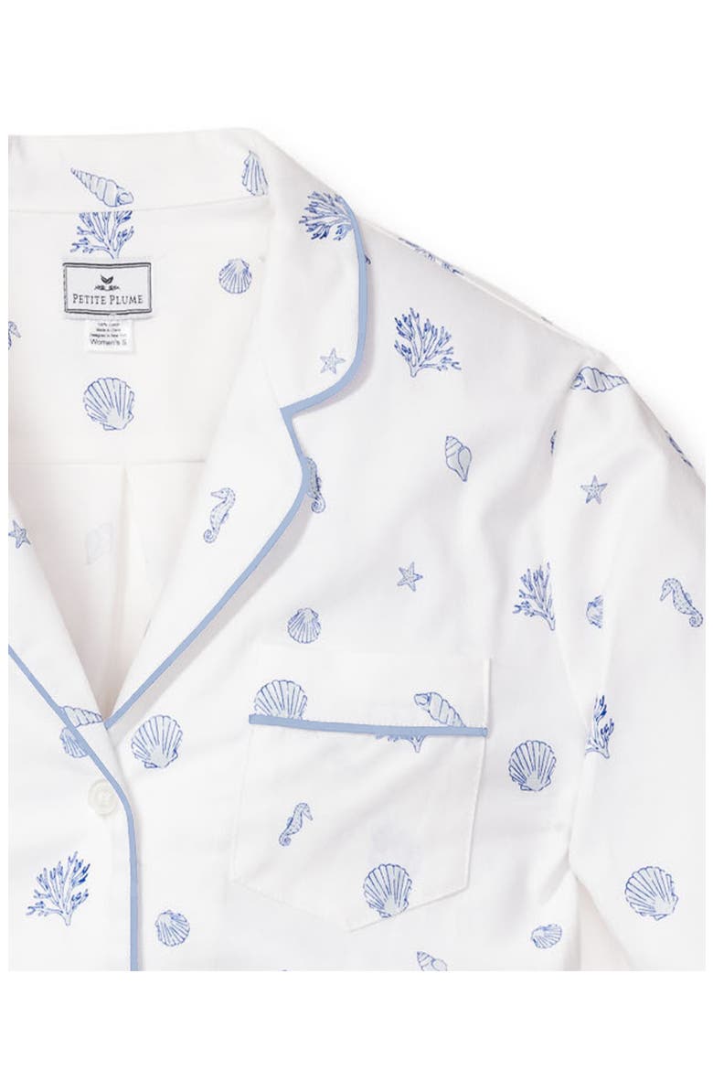 Suffolk Seashell Cotton Pajamas, Alternate, color, WHITE