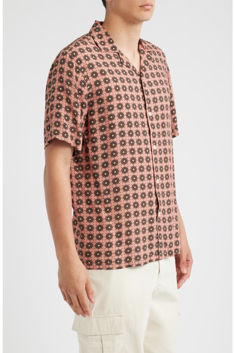 Medallion Print Viscose Camp Shirt, Alternate, color, BLUSH