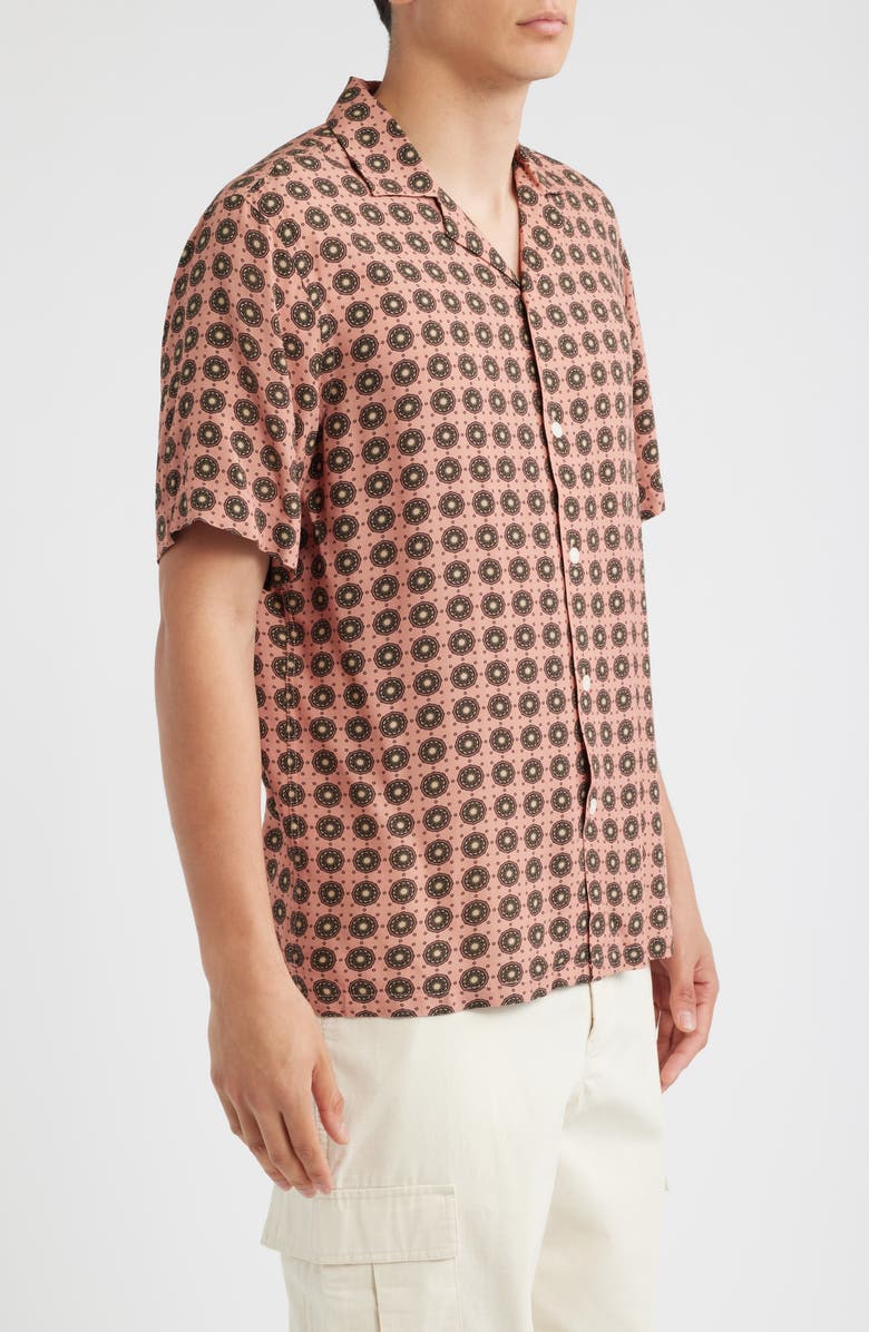 OAS Medallion Print Viscose Camp Shirt, Alternate, color, Blush