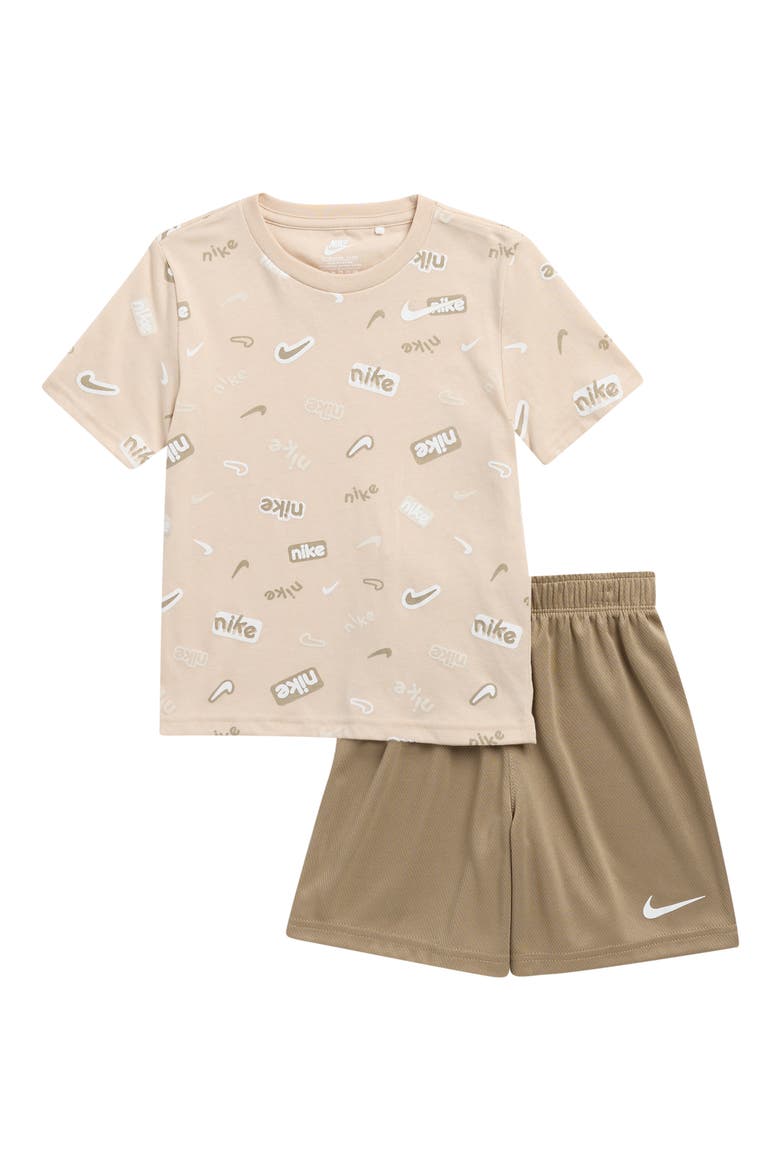 Kids' Logo T-shirt & Shorts, Main, color, KHAKI
