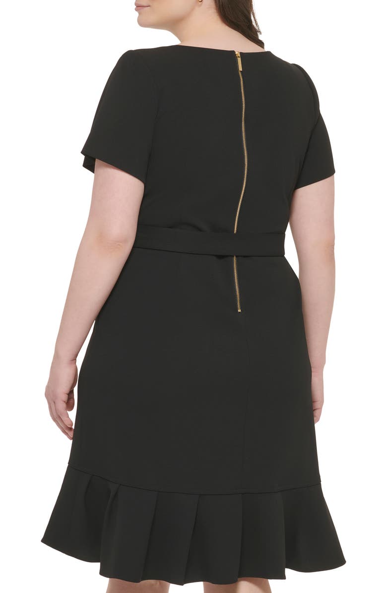 Calvin Klein Short Sleeve Ruffle Faux Wrap Dress, Alternate, color, 