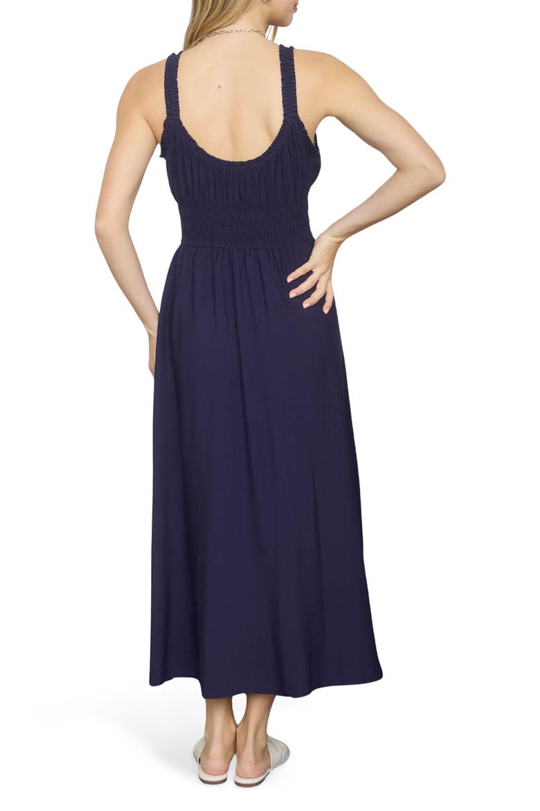 Shirred Midi Dress, Alternate, color, NAVY