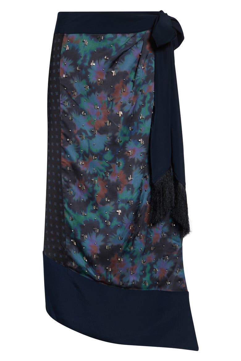 Desert Flower Bead Detail Mixed Print Wrap Skirt, Alternate, color, MIDNIGHT MULTI