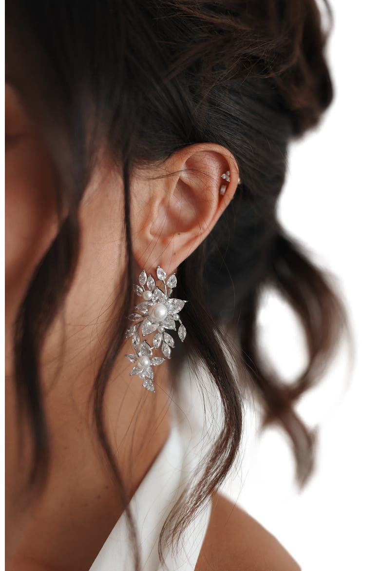 Royalist Pearl and Crystal Statement Earrings, Alternate, color, Silver