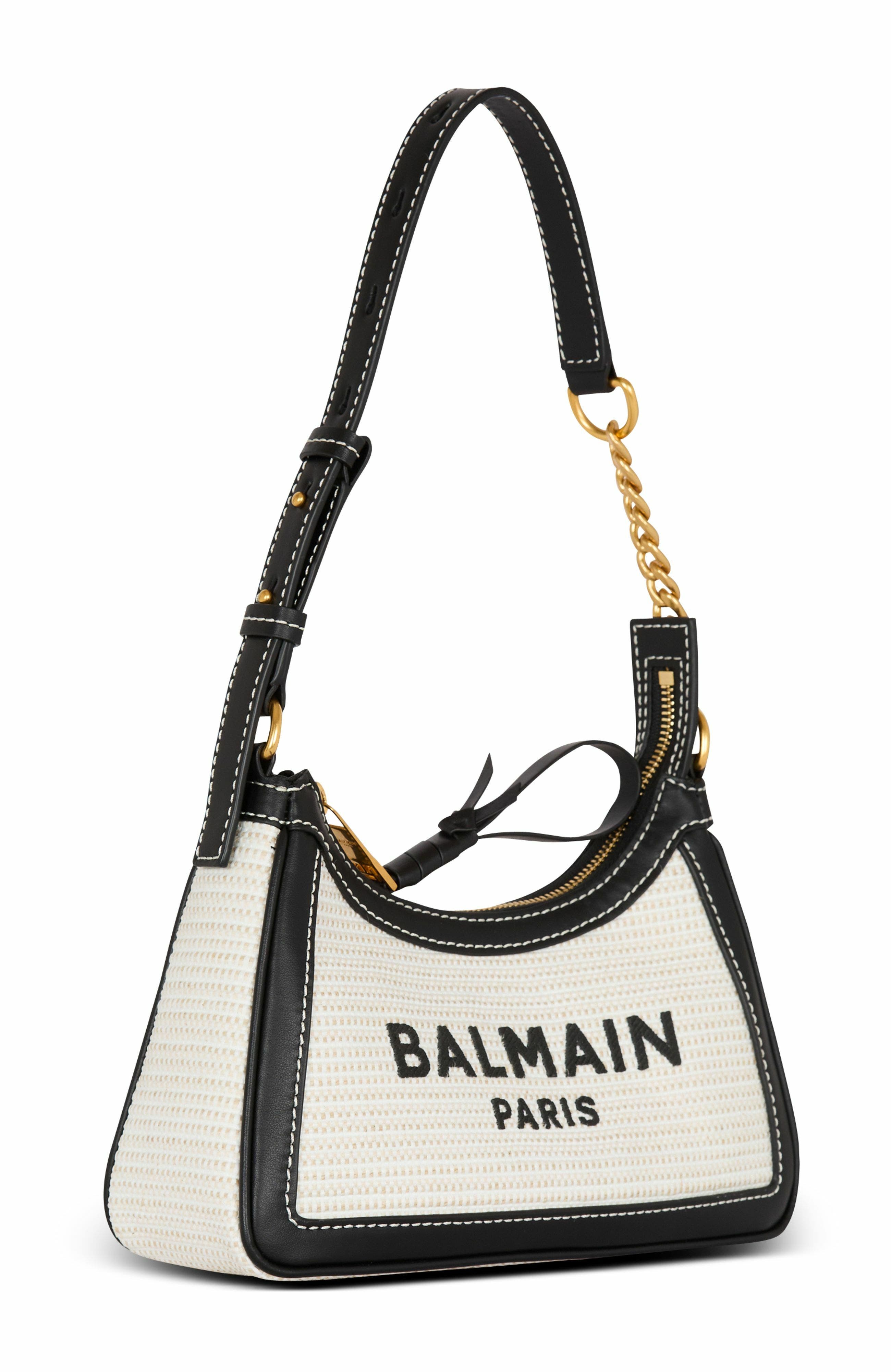 Balmain Raffia B-Army Shoulder Bag (Women) | Nordstrom
