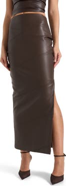 Manière De Voir Daisy Leather Midaxi Skirt