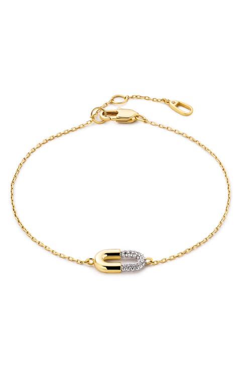 Blake Two Tone Pavé U-Link Charm Bracelet