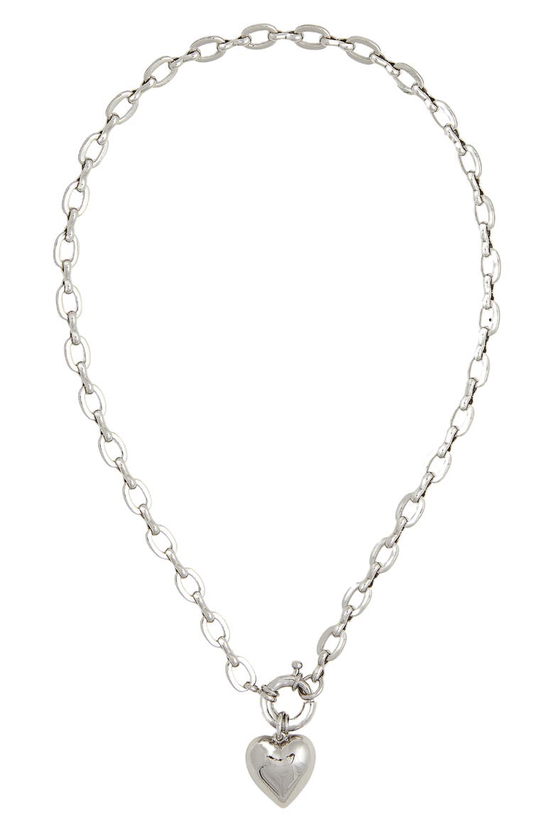 Beagan Heart Pendant Necklace, Main, color, SILVER