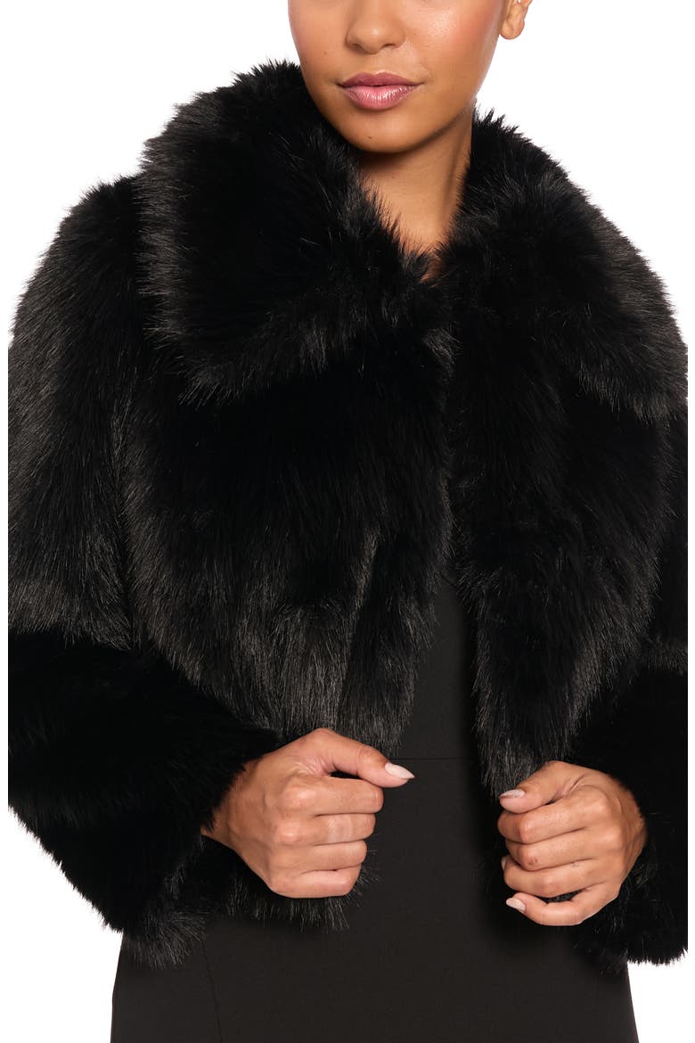 Faux Fur Jacket, Alternate, color, BLACK