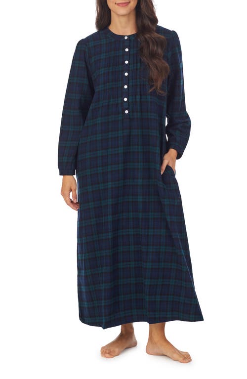 Lanz Of Salzburg Ballet Long Sleeve Flannel Nightgown In Blue