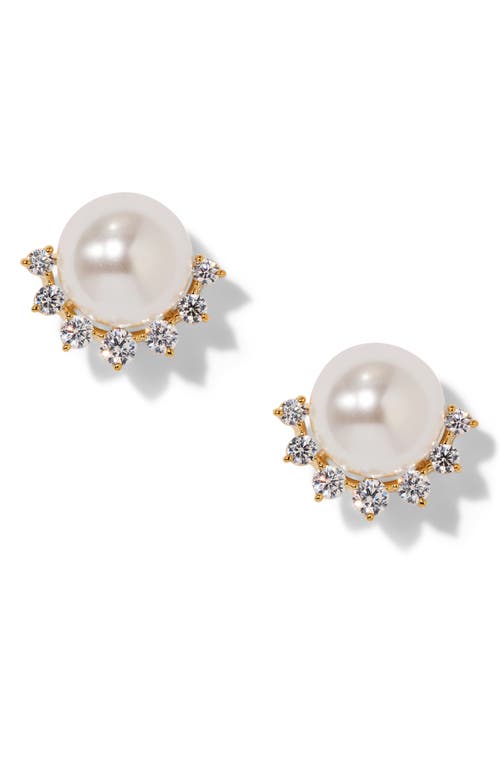 Nadri Faux Pearl Stud Earrings In Metallic