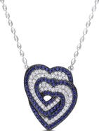Julianna B. Created Blue & White Sapphire Interlocking Heart Necklace