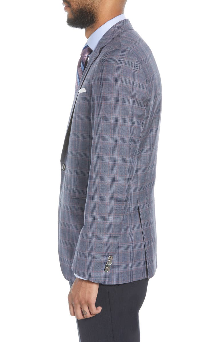 BOSS Hartlay Trim Fit Plaid Wool Sport Coat, Alternate, color, 