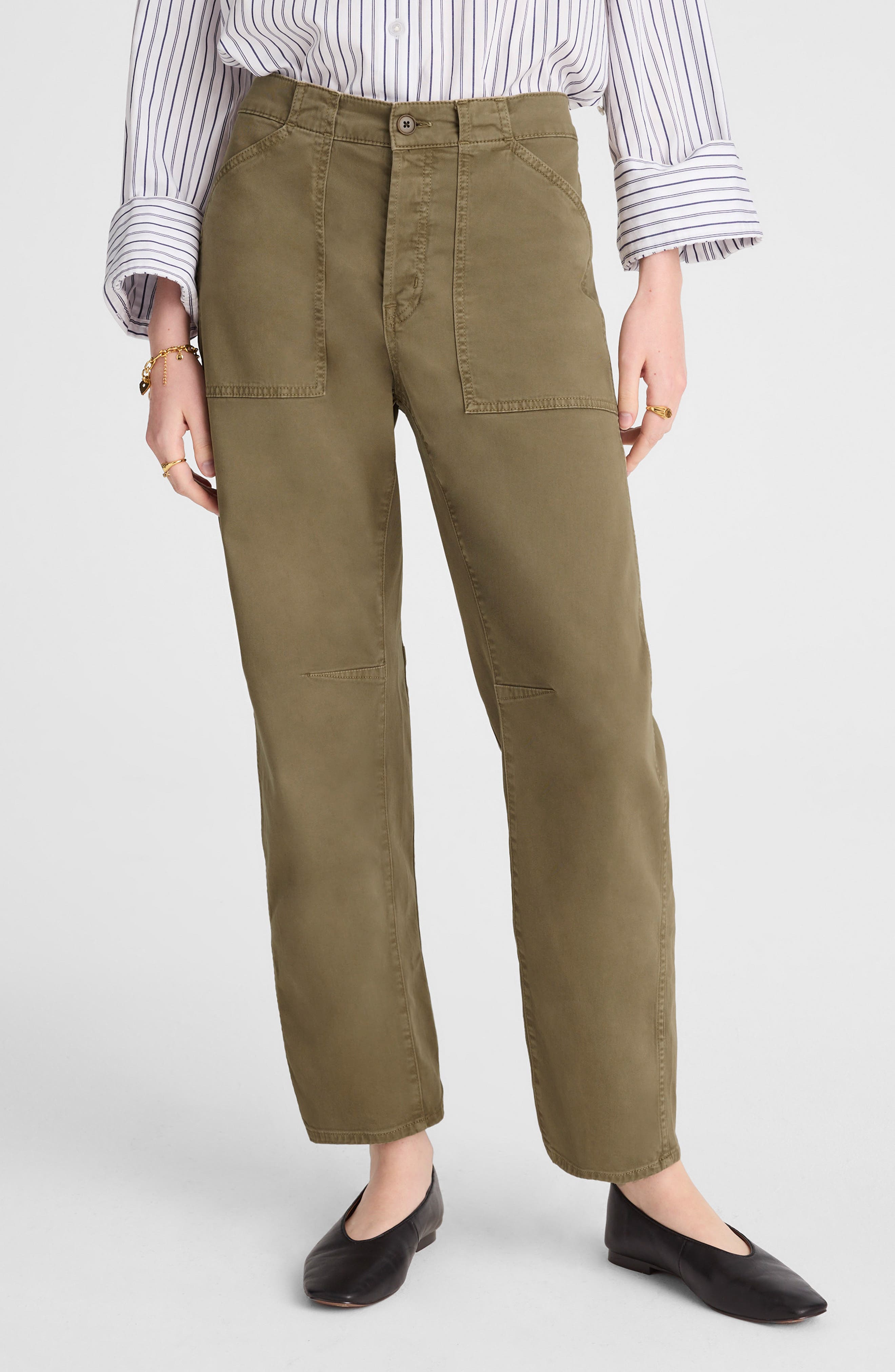 Darted Barrel Leg Pants