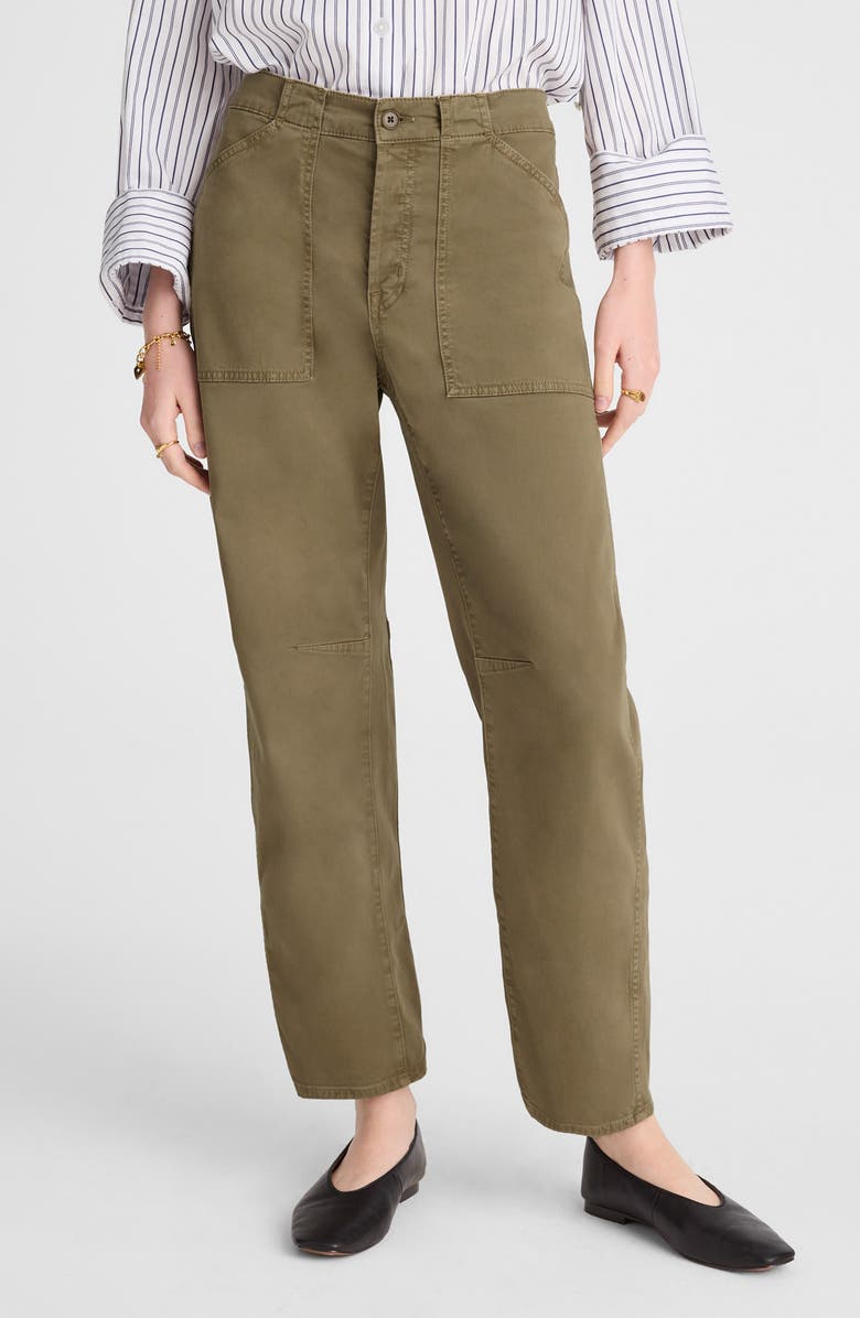 Madewell Darted Barrel Leg Pants, Main, color, Safari Khaki
