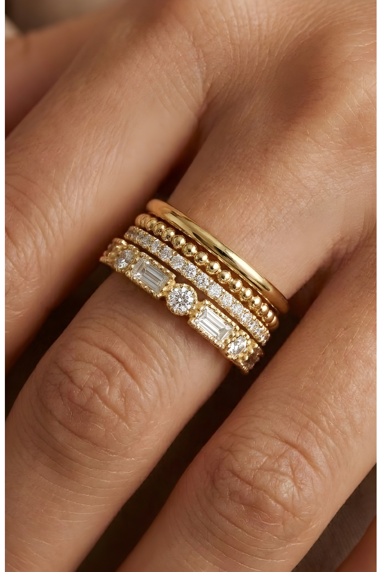 Vintage Maximalist Ring Stack, Alternate, color, Gold