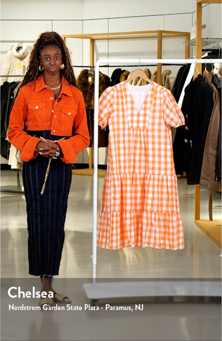 Gingham Puff Sleeve Midi Dress, sales video thumbnail