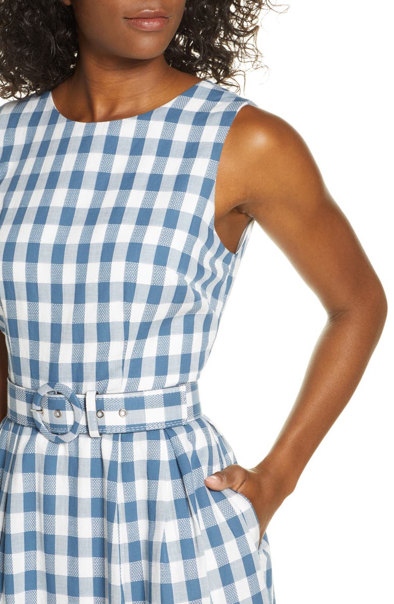 Donna Ricco Sleeveless Cotton Gingham Dress, Alternate, color, 