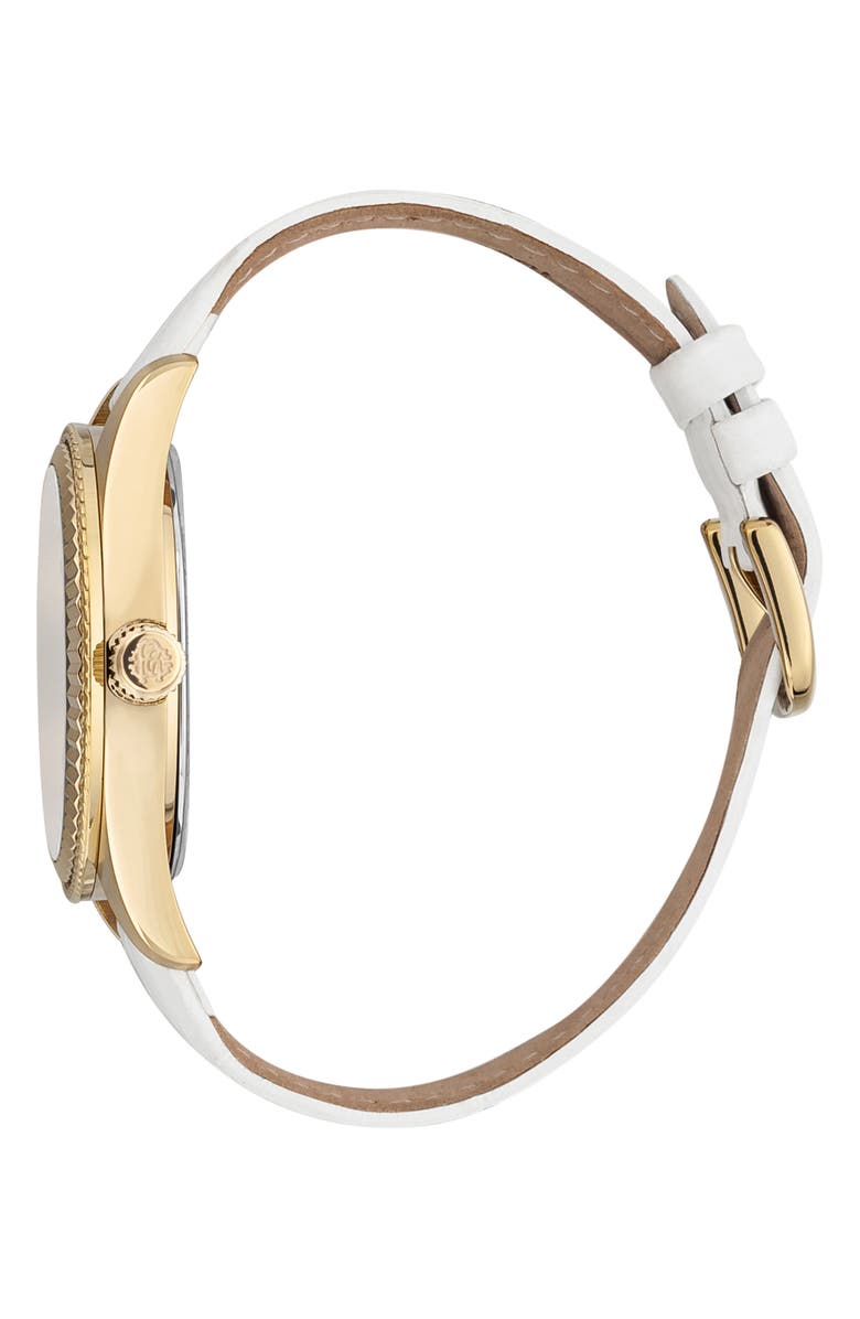 Roberto Cavalli Leather Strap Watch, 39mm, Alternate, color, White