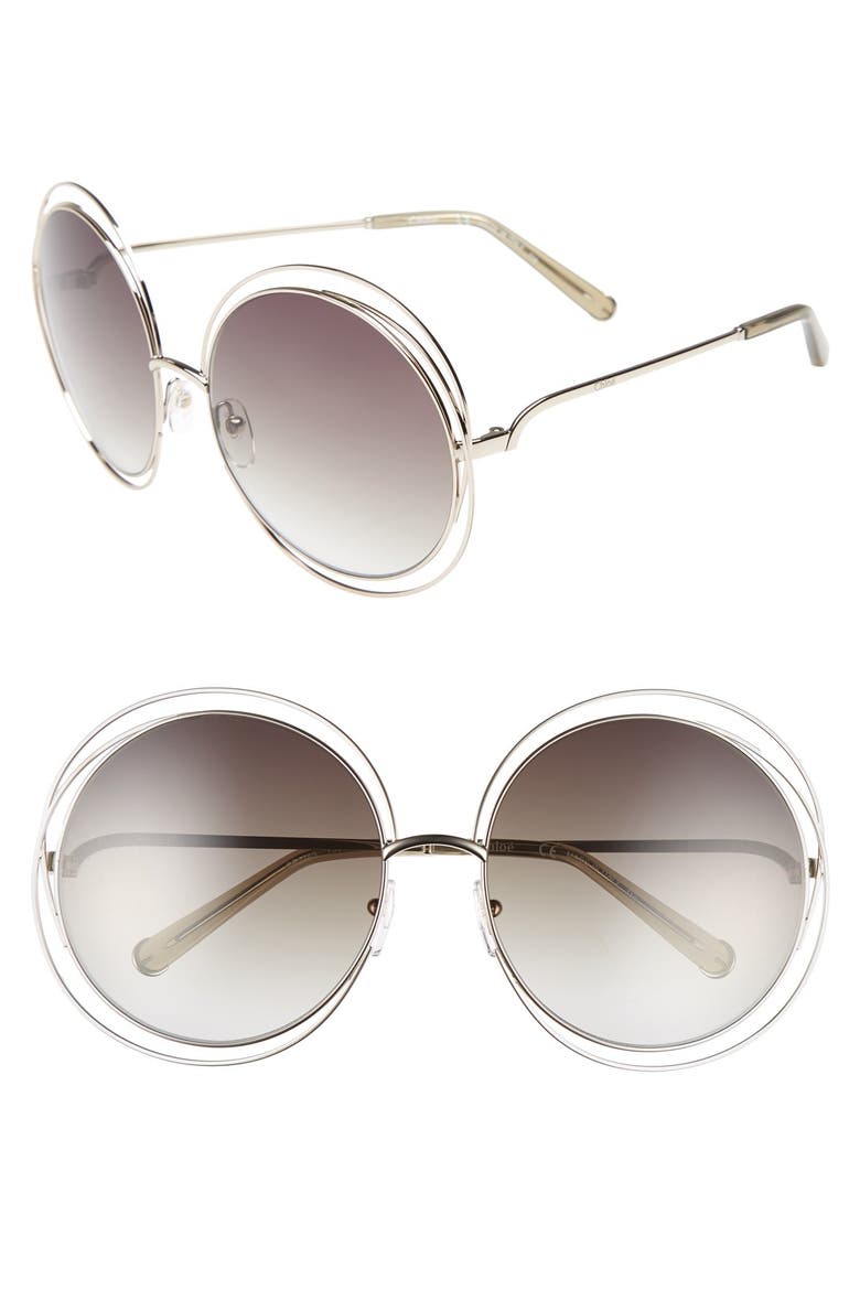 62mm Oversize Sunglasses, Main, color, GOLD/ TRANSPARENT GREEN