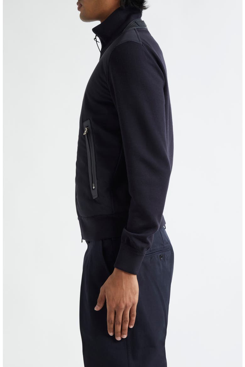 Mixed Media Zip Front Cardigan, Alternate, color, HB800 BLUE