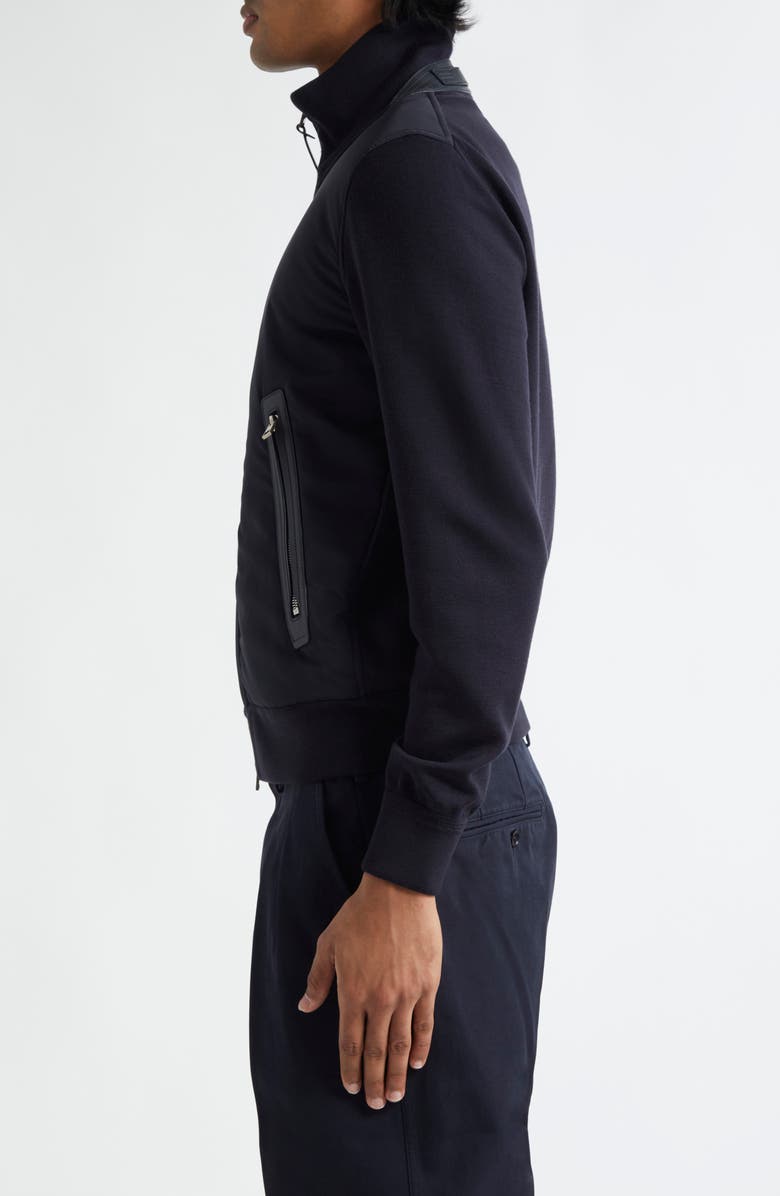 TOM FORD Mixed Media Zip Front Cardigan, Alternate, color, Hb800 Blue