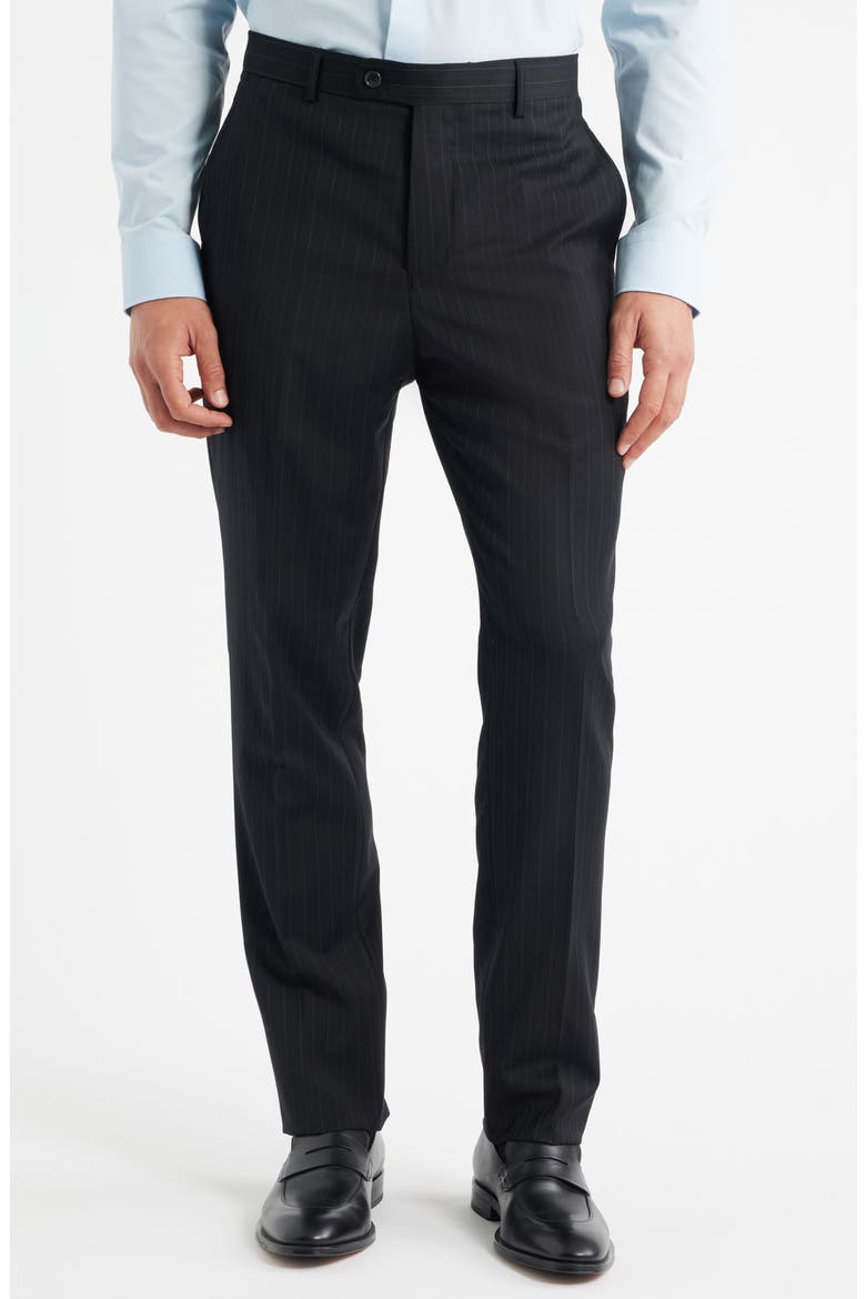 Modern Fit Black Pinstripe Wool Suit, Alternate, color, BLACK