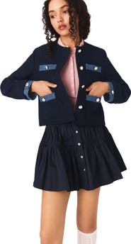 maje Tweed jacket with denim trim