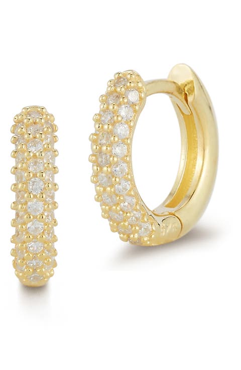 Pavé Cubic Zirconia Huggie Hoop Earrings