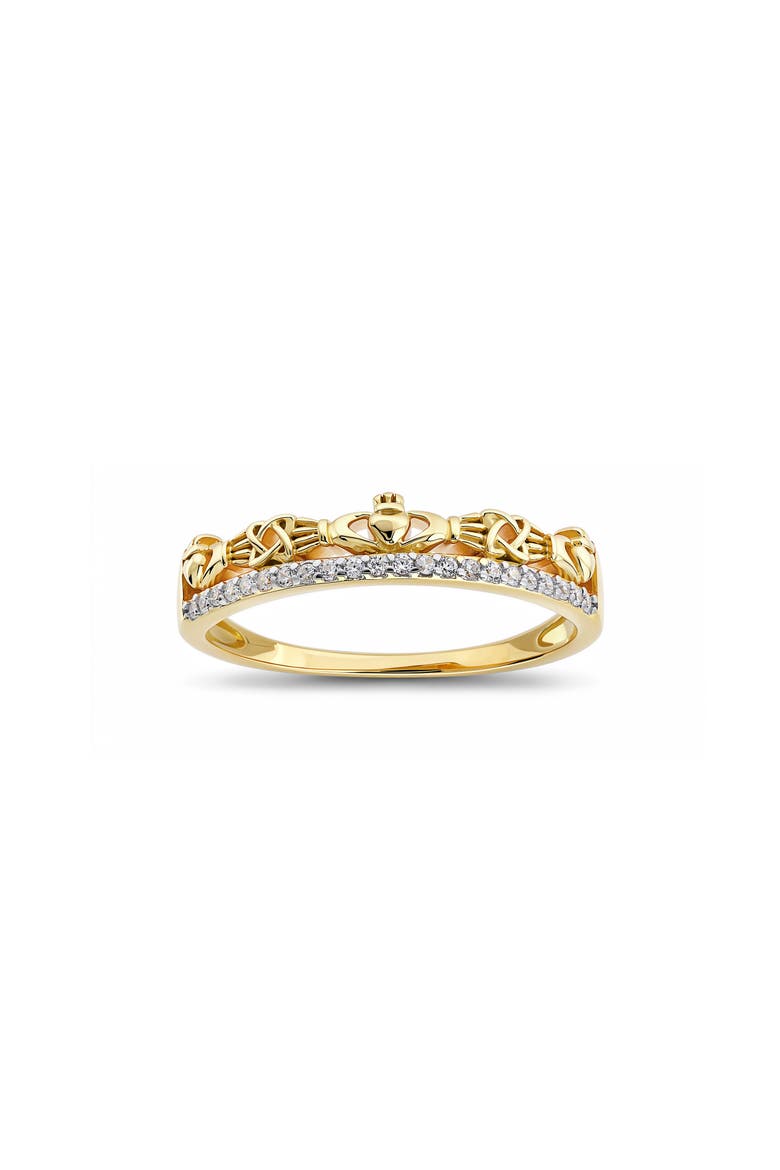 Cubic Zirconia Claddagh Band Ring, Main, color, GOLD