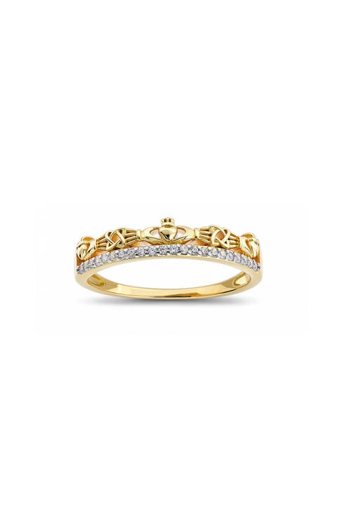 Cubic Zirconia Claddagh Band Ring