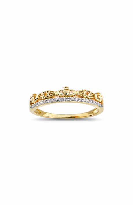 Cubic Zirconia Claddagh Band Ring