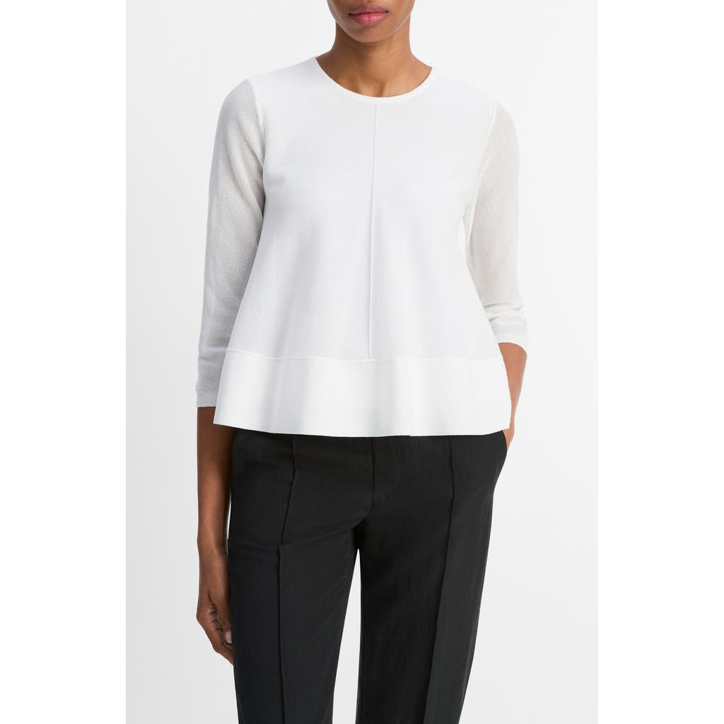 Vince Cotton Blend A-line Sweater In White