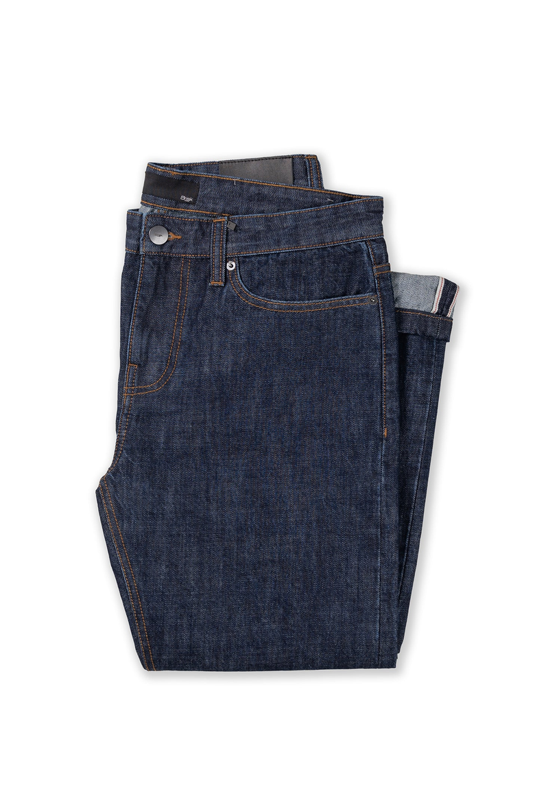Slim Straight Selvedge Stud Jeans, Alternate, color, Dark Blue Rinse Wash
