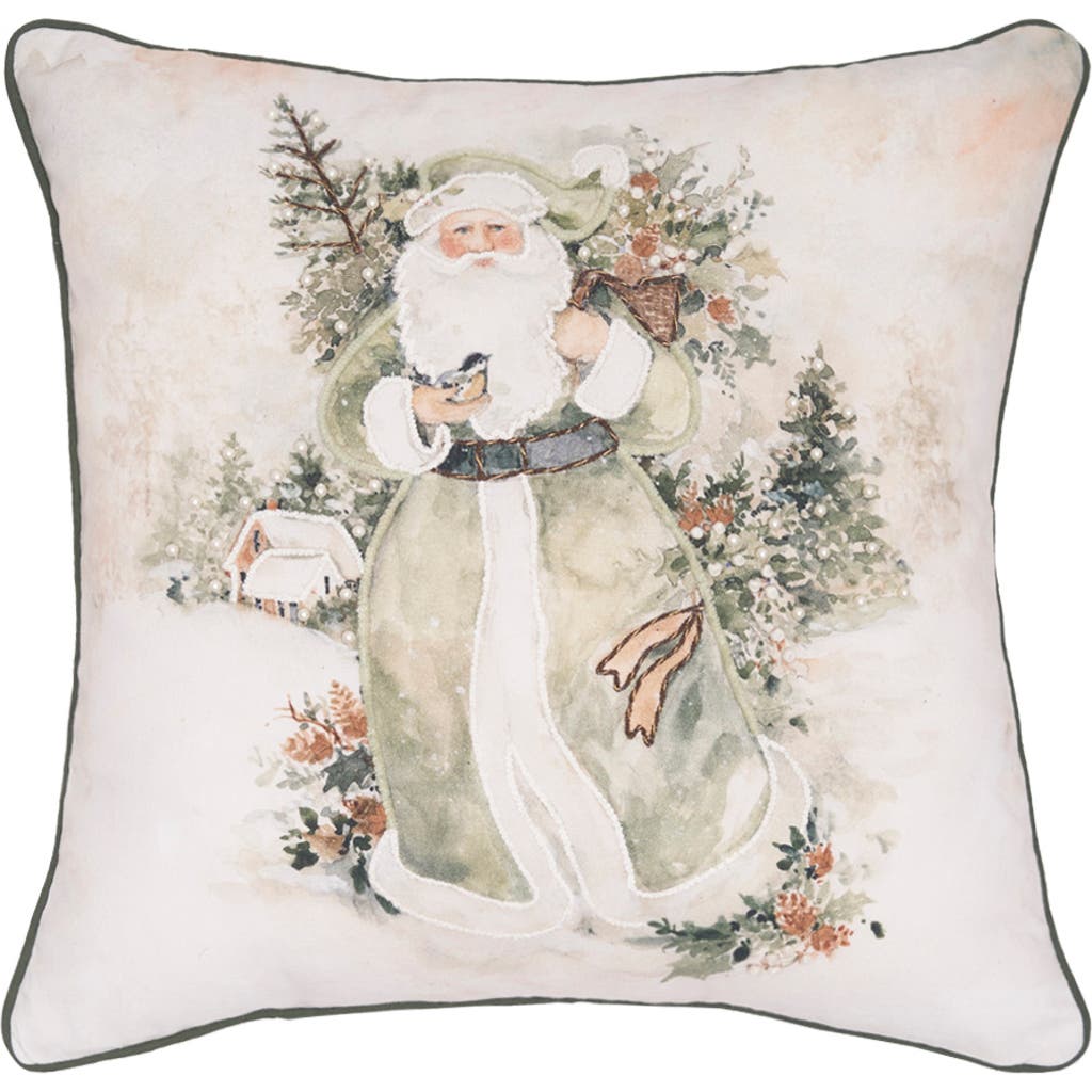 C & F Home C&f Home Snow Santa & Tree Throw Pillow, 18" X 18" In Green