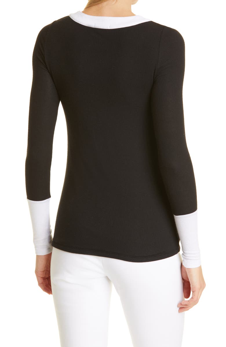 ATM Anthony Thomas Melillo Colorblock Trim Rib Cardigan, Alternate, color,