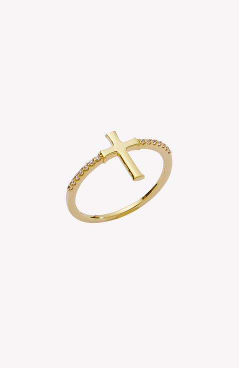Luminous Cross Pavé Ring