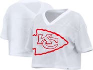 FANATICS Women's Fanatics White Kansas City Chiefs Oversized Mesh Cropped V-Neck Jersey