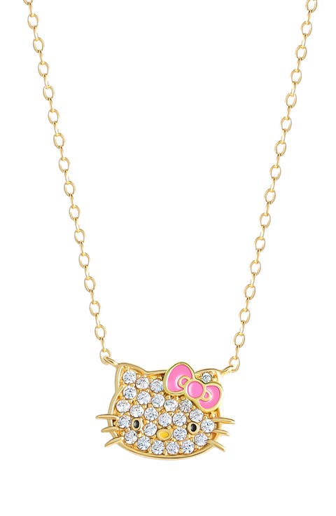 Sterling Silver CZ Pavè Hello Kitty Pendant Necklace