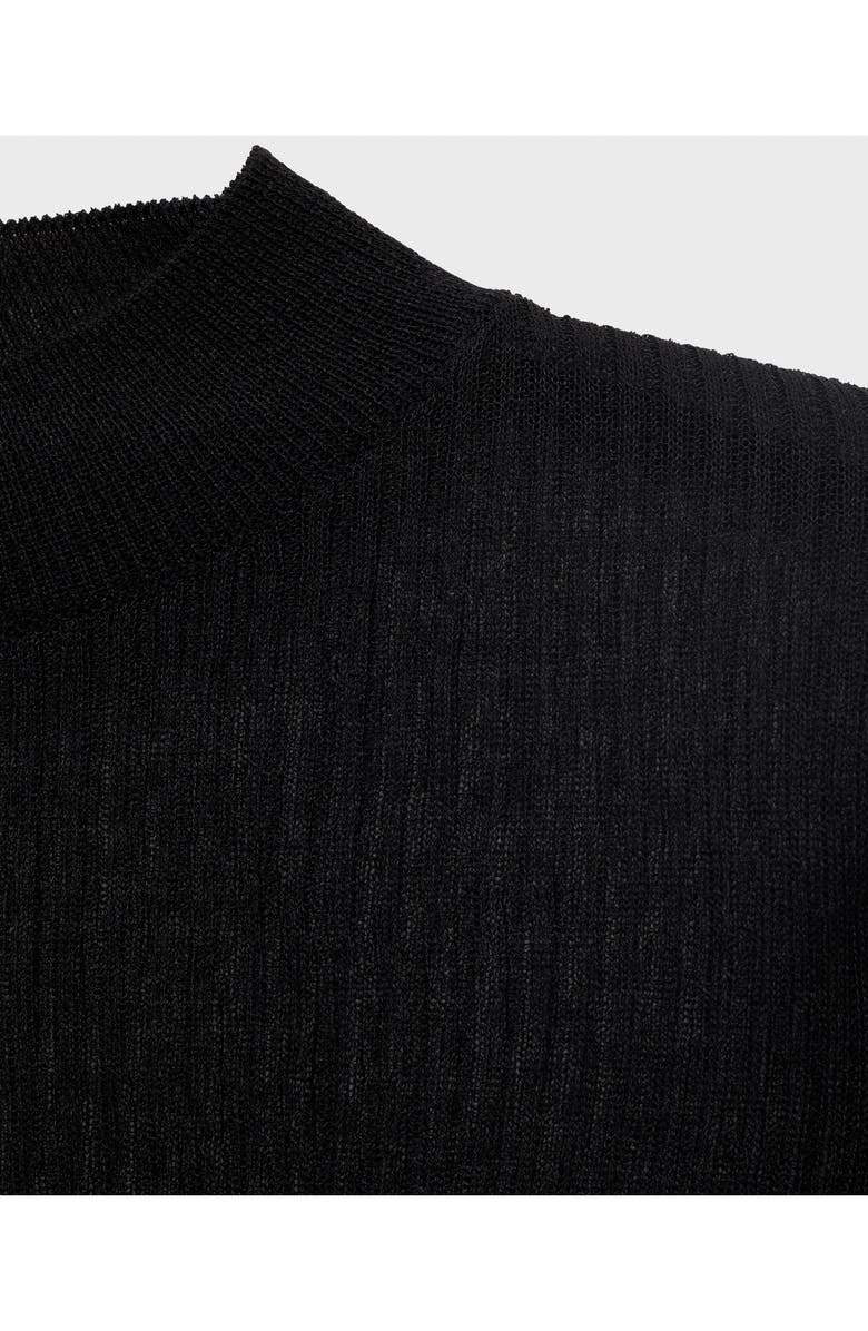 MANGO Short Sleeve Crop Sweater, Alternate, color, Black