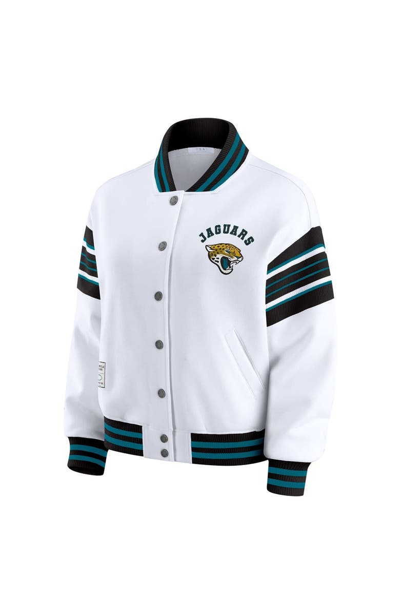 WEAR by Erin Andrews Women's WEAR by Erin Andrews White Jacksonville Jaguars Full-Snap Fleece Sweatshirt Jacket, Alternate, color, 
