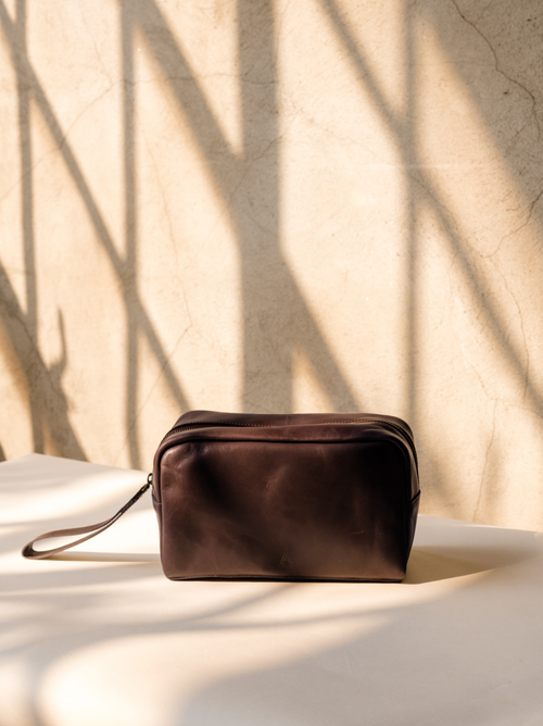 Able Avery Dopp Kit In Chocolate Brown