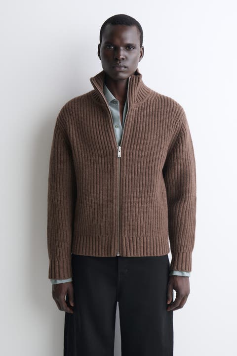 Mock-neck Knitted Wool Jacket