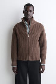 COS Mock-neck Knitted Wool Jacket