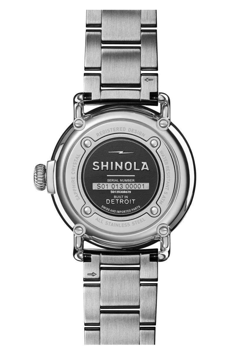 Shinola Runwell Mother-of-Pearl Bracelet Watch, 36mm, Alternate, color, Cadet Blue
