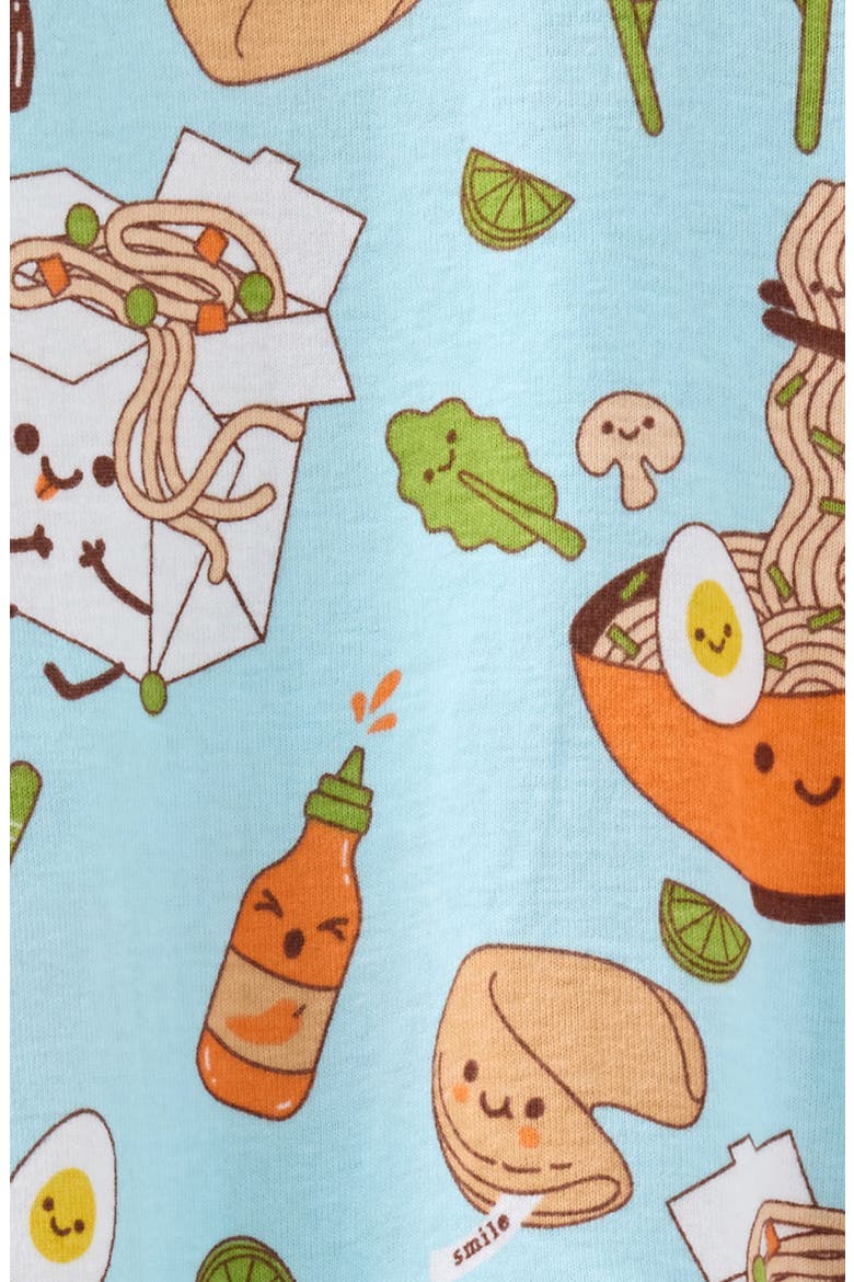 Kids' Zen Print Fitted Organic Cotton Two-Piece Pajamas, Alternate, color, BLUE DIM SUM FUN